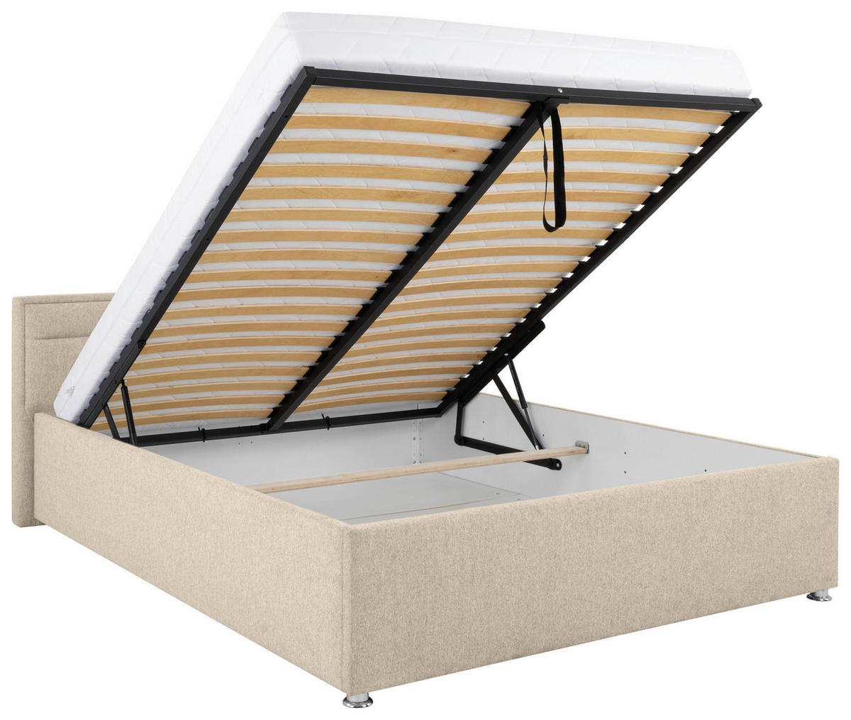 POLSTERBETT Lattenrost, Bettkasten, Matratze 160/200 cm  in Beige  - Beige, MODERN, Holz/Kunststoff (160/200cm) - MID.YOU