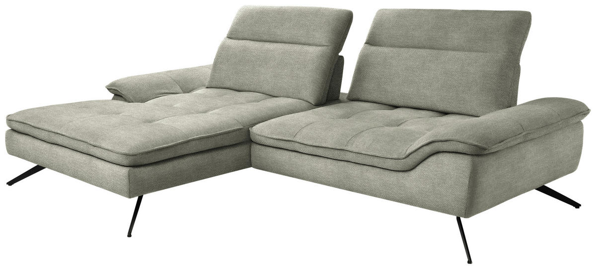 ECKSOFA in Webstoff Greige  179-202/288 cm  - Greige/Schwarz, Design, Textil/Metall (179-202/288cm) - Stylife