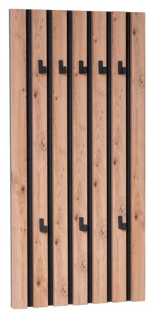 NÁSTĚNNÁ ŠATNA - černá/dub artisan, Design, kompozitní dřevo (45/90/4cm) - Xora