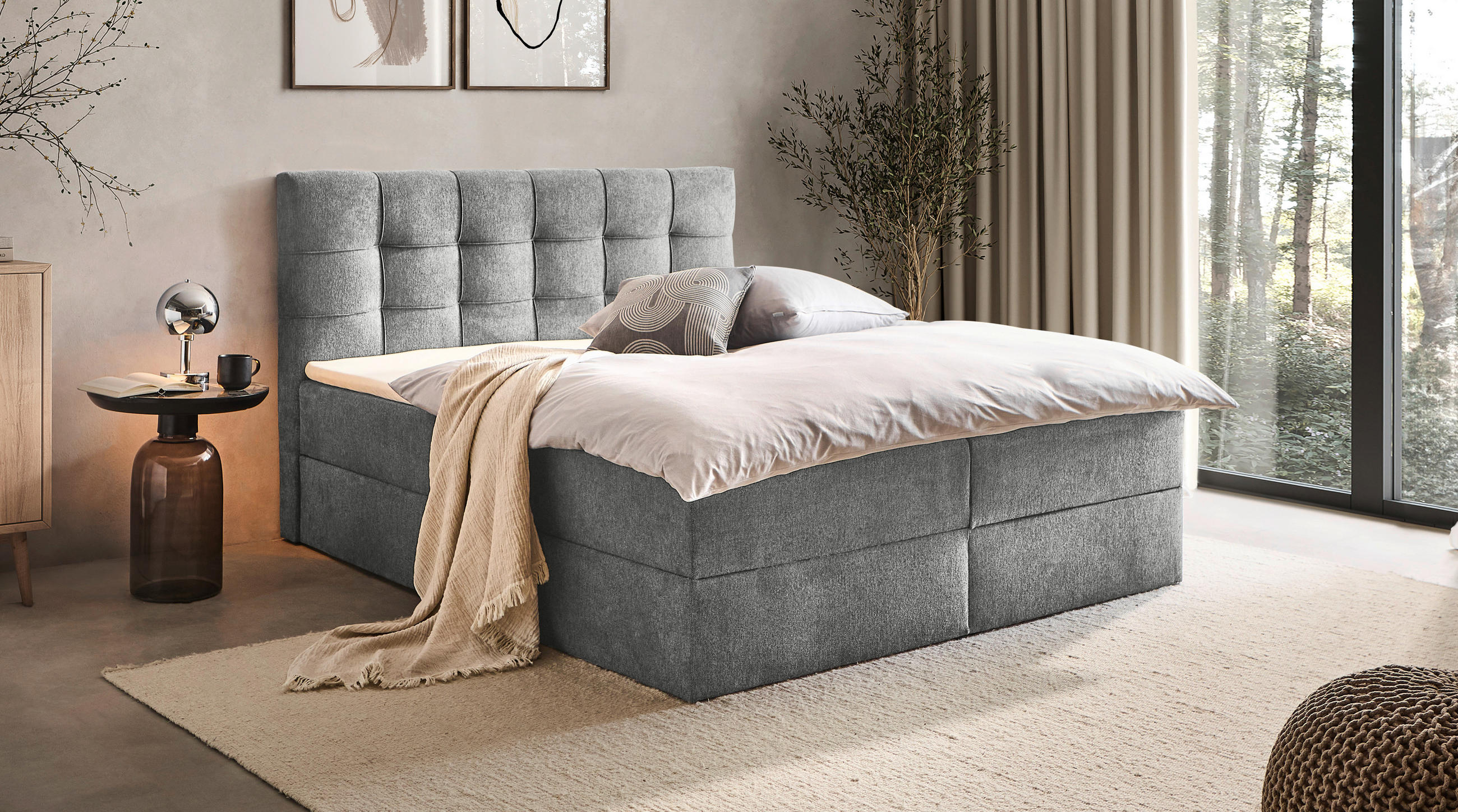 Boxxx AMERICKÁ POSTEL, 180/200 cm, šedá