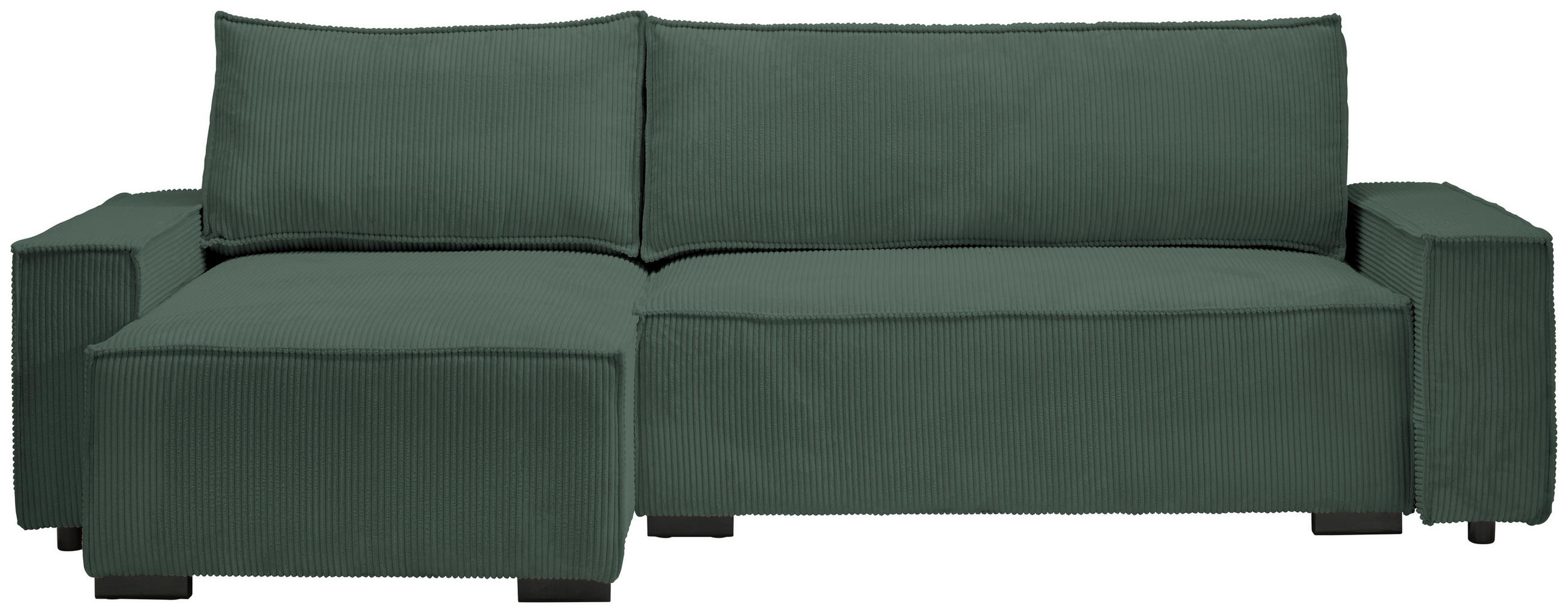 ECKSOFA in Cord, Webstoff Grün  - Schwarz/Grün, MODERN, Holz/Textil (157/265cm) - Carryhome