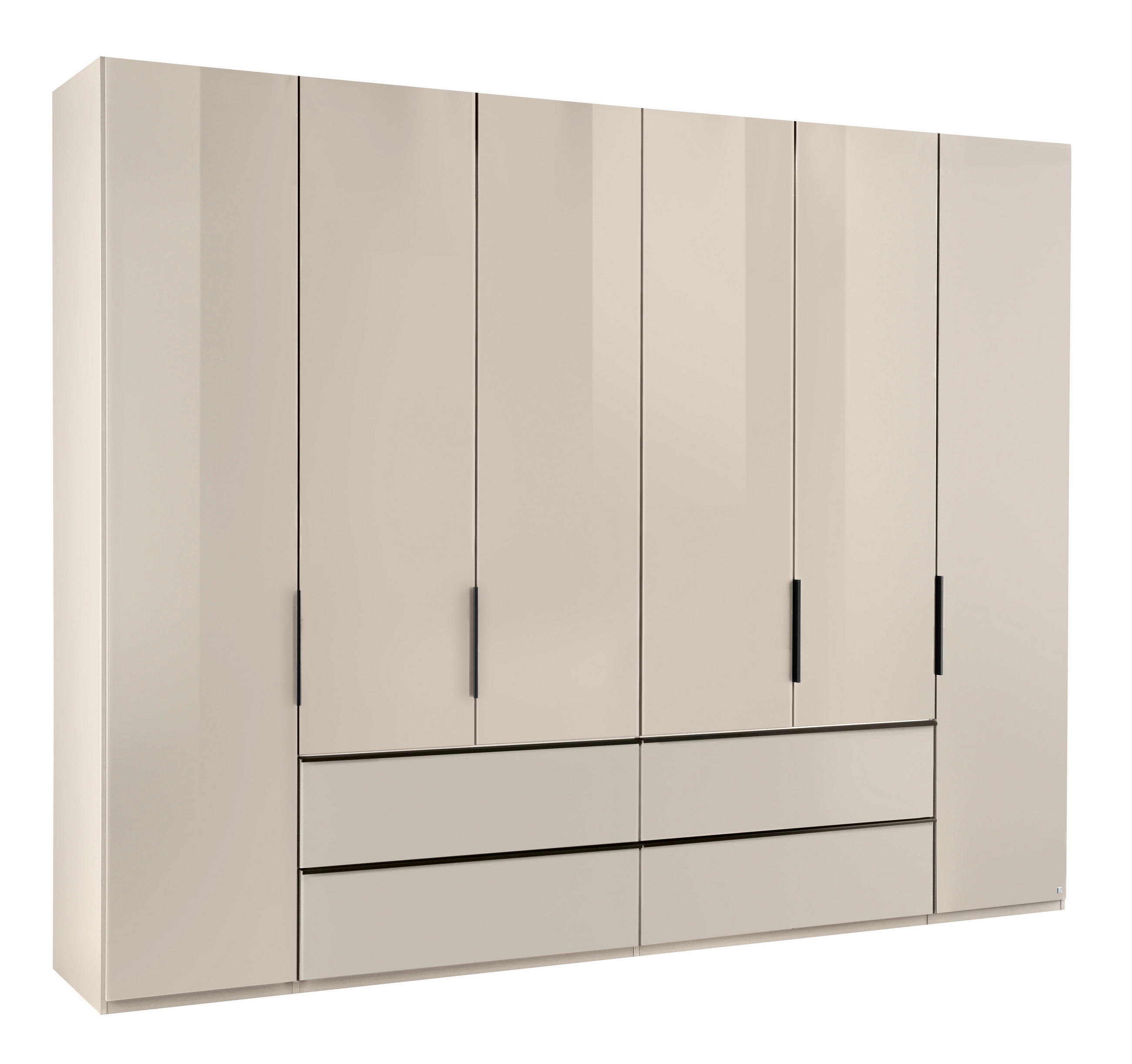FALTTÜRENSCHRANK 300/216/58 cm, 4 Tür(en), Champagner  - Champagner/Schwarz, MODERN, Glas/Holzwerkstoff (300/216/58cm) - Musterring