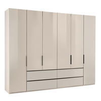 FALTTÜRENSCHRANK 300/216/58 cm, 4 Tür(en), Champagner  - Champagner/Schwarz, MODERN, Glas/Holzwerkstoff (300/216/58cm) - Musterring