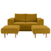 ZWEISITZER-SOFA inkl. Hocker in Webstoff Gelb  - Eichefarben/Gelb, Design, Holz/Textil (172/96/107cm) - LOOKS by W.Joop