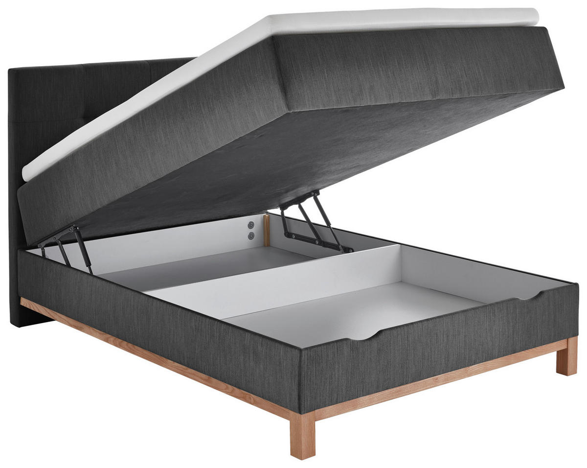 BOXBETT 120/200 cm  in Anthrazit  - Eichefarben/Anthrazit, MODERN, Holz/Textil (120/200cm) - Livetastic