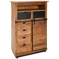 HIGHBOARD Lusaka  in 90/130/40 cm  - Schwarz/Braun, Natur, Holz/Metall (90/130/40cm) - Livetastic