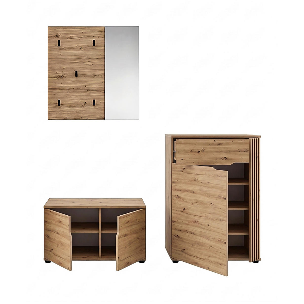 GARDEROBE 3-teilig  in 175/191/37 cm  - Eiche Artisan, Design, Holzwerkstoff (175/191/37cm) - MID.YOU