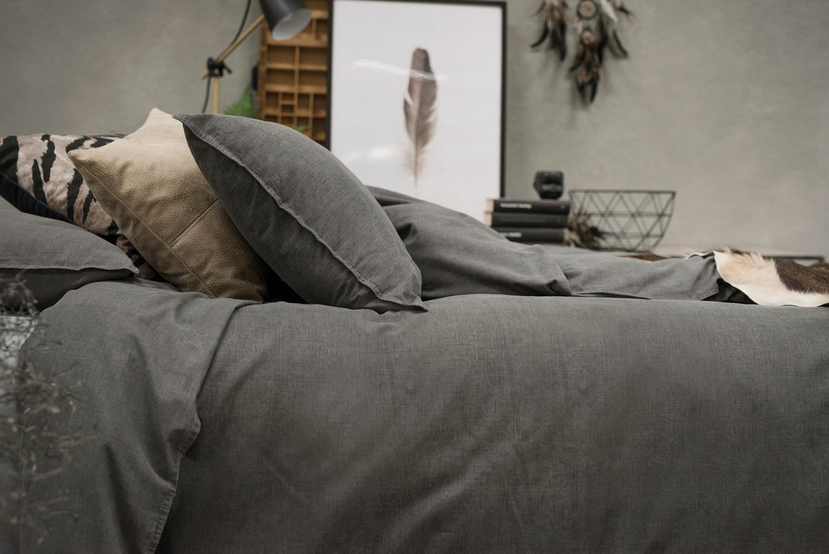 PÅSLAKANSET linneimitation 220/210 cm  - grå, Klassisk, textil (220/210cm)