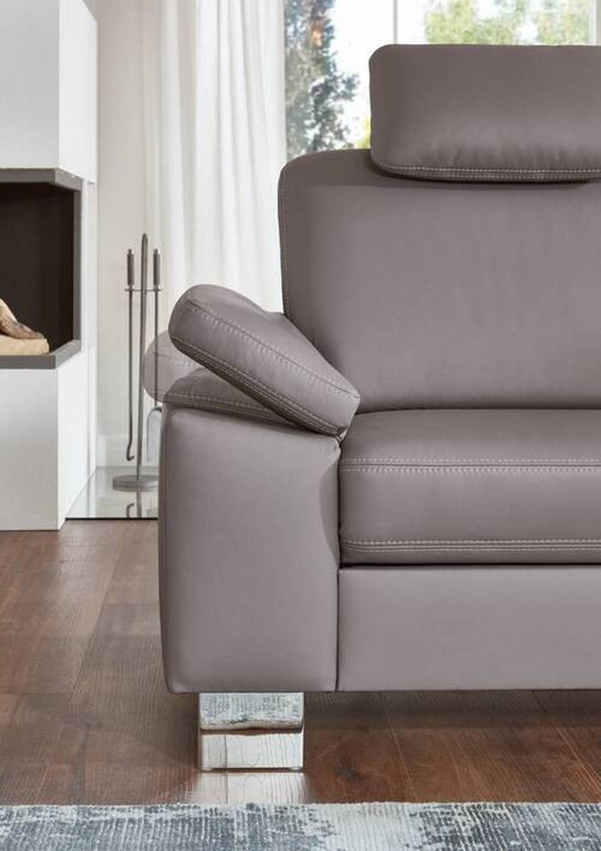 ECKSOFA in Echtleder Hellgrau  248/235 cm  - Beige/Hellgrau, Design, Leder/Metall (248/235cm) - Beldomo Premium