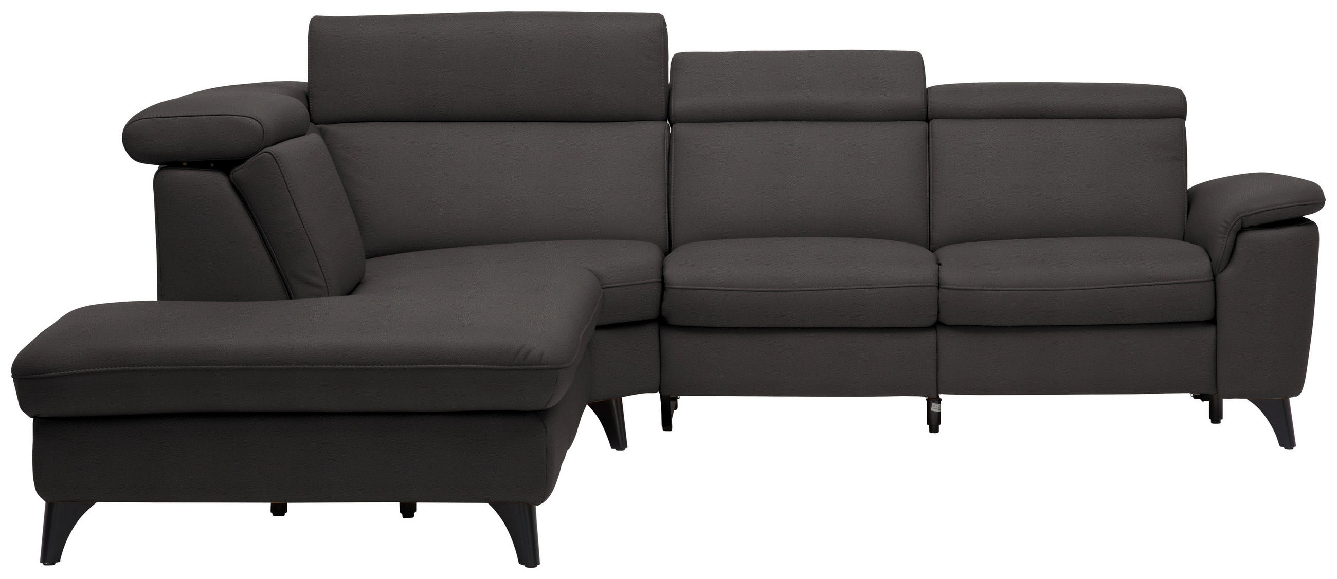 ECKSOFA in Echtleder Dunkelbraun  - Dunkelbraun/Schwarz, Design, Leder/Metall (239/285cm) - Cantus