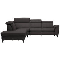 ECKSOFA in Echtleder Dunkelbraun  - Dunkelbraun/Schwarz, Design, Leder/Metall (239/285cm) - Cantus
