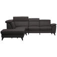 ECKSOFA in Echtleder Dunkelbraun 239/285 cm - Dunkelbraun/Schwarz, Design, Leder/Metall (239/285cm) - Cantus
