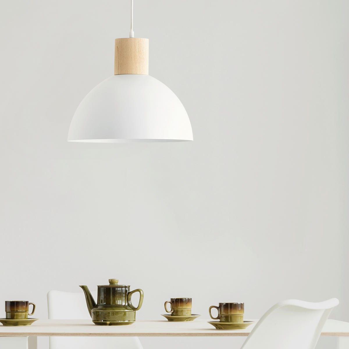 HÄNGELEUCHTE 34/120 cm   - Hellbraun/Weiß, KONVENTIONELL, Holz/Metall (34/120cm) - Brilliant