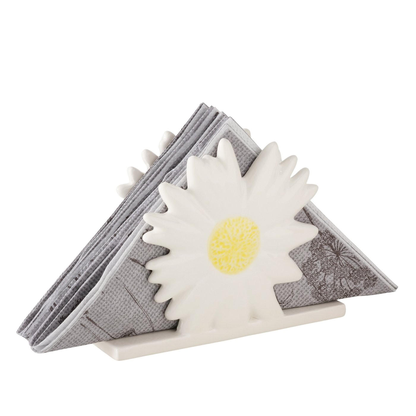 SERVIETTENHALTER    - Gelb/Weiß, KONVENTIONELL, Keramik (15/4,5/11,6cm)