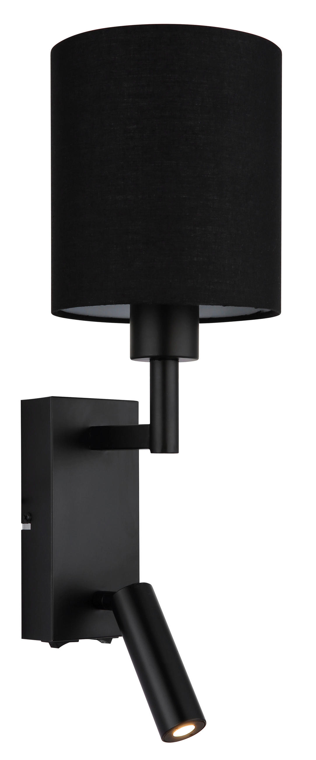 LED-WANDLEUCHTE 15/45,5 cm   - Schwarz, KONVENTIONELL, Textil/Metall (15/45,5cm) - Globo