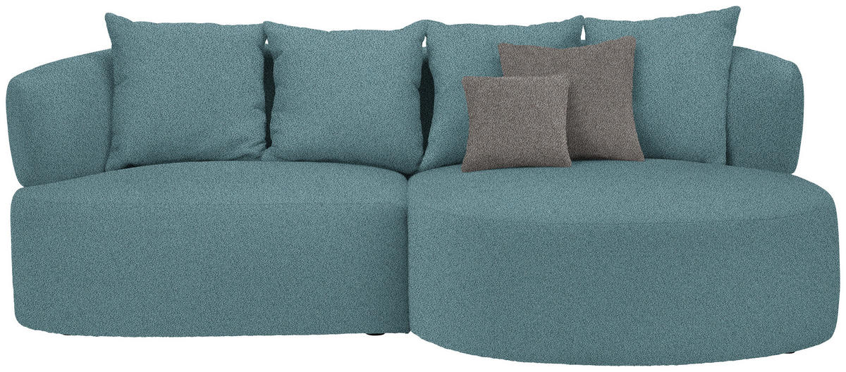 ECKSOFA in Plüsch Petrol  235/166 cm  - Petrol/Schwarz, MODERN, Kunststoff/Textil (235/166cm) - Hom`in