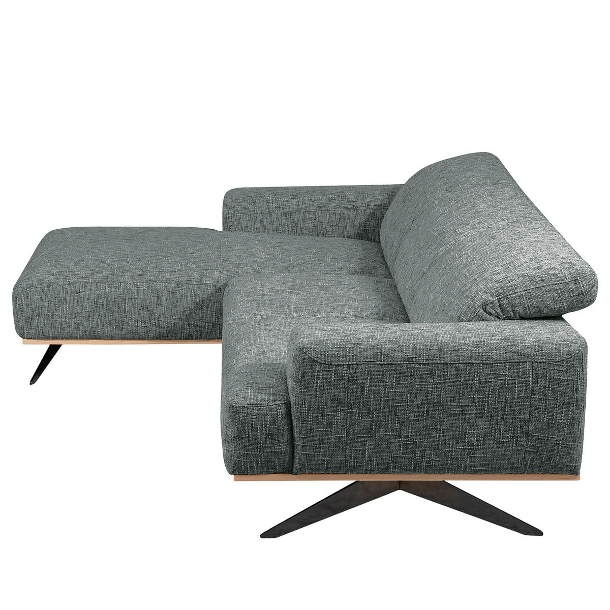 ECKSOFA PORTLAND Anthrazit Struktur Kopfteilverstellung  - Anthrazit/Schwarz, Design, Holz/Textil (187/295cm) - Livetastic