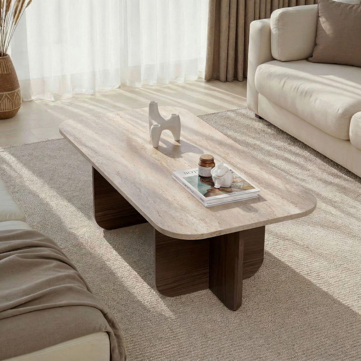 COUCHTISCH 120/60/41 cm Creme, Walnussfarben  - Walnussfarben/Creme, Design, Holzwerkstoff (120/60/41cm) - MID.YOU
