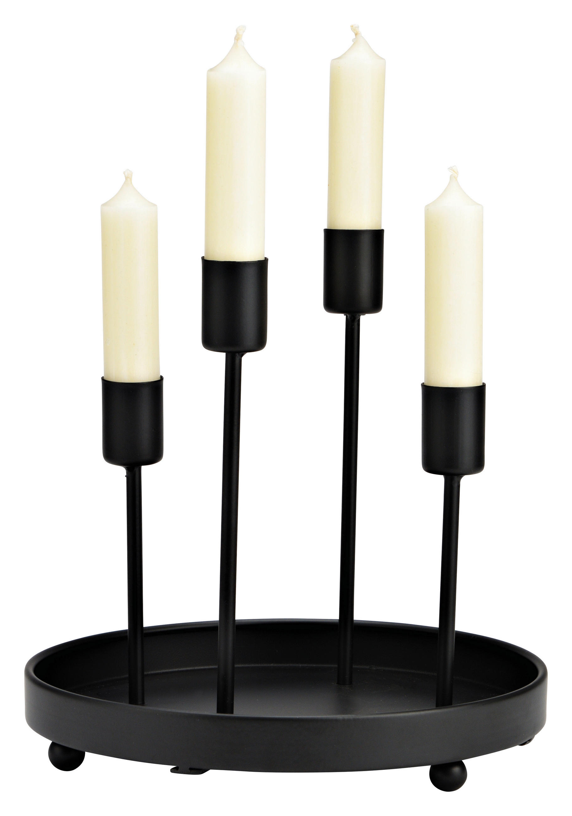 ADVENTSKERZENHALTER  - Schwarz, Basics, Metall (20/20/20cm) - X-Mas