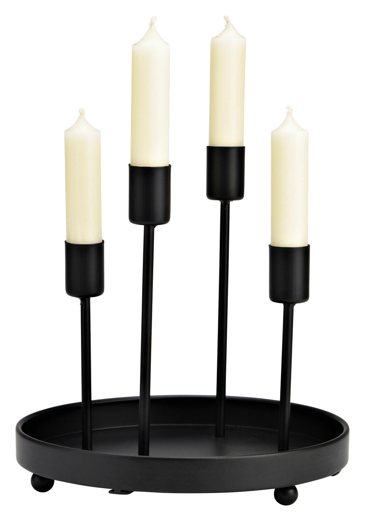 ADVENTSKERZENHALTER  - Schwarz, Basics, Metall (20/20/20cm) - X-Mas