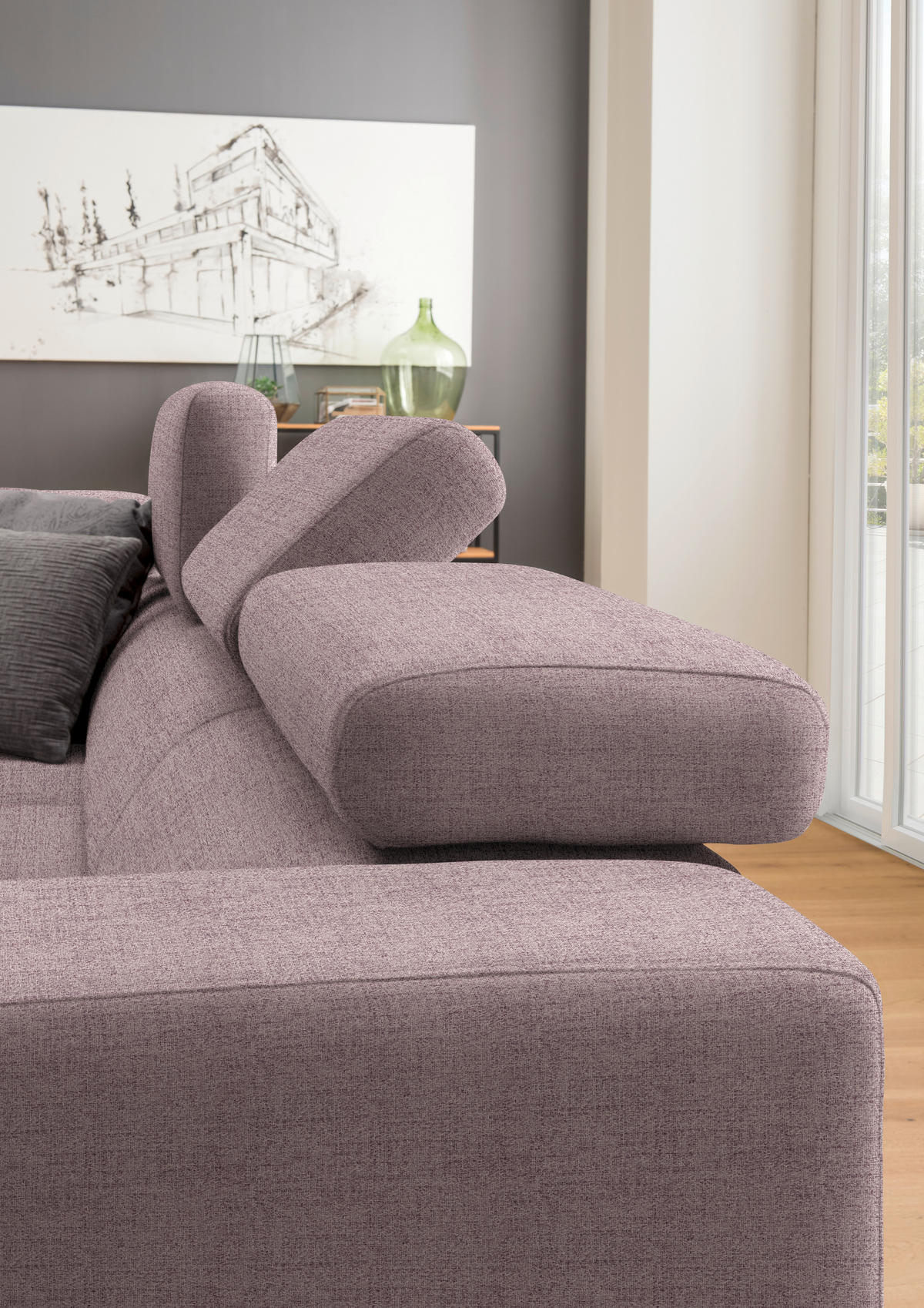 ECKSOFA in Chenille Altrosa  - Chromfarben/Altrosa, Design, Textil (207/301cm) - Xora