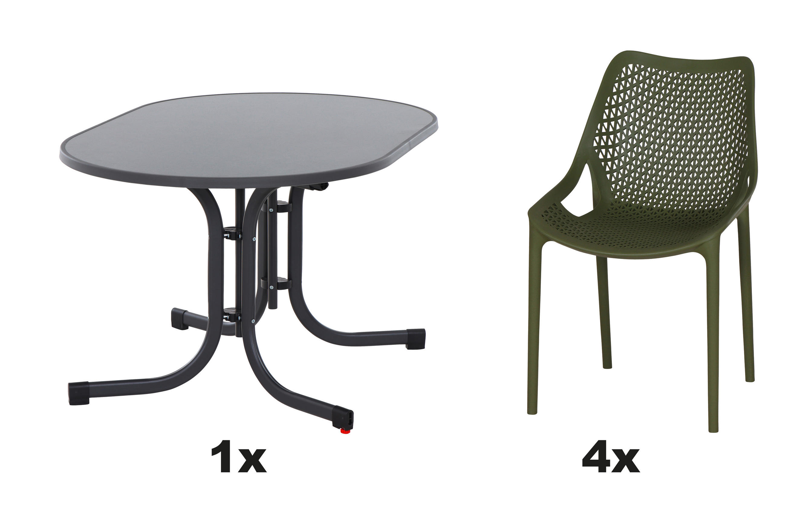 GARTENGARNITUR 5-teilig  - Anthrazit/Olivgrün, Basics, Holzwerkstoff/Kunststoff (90/81/140cm) - Siena Garden