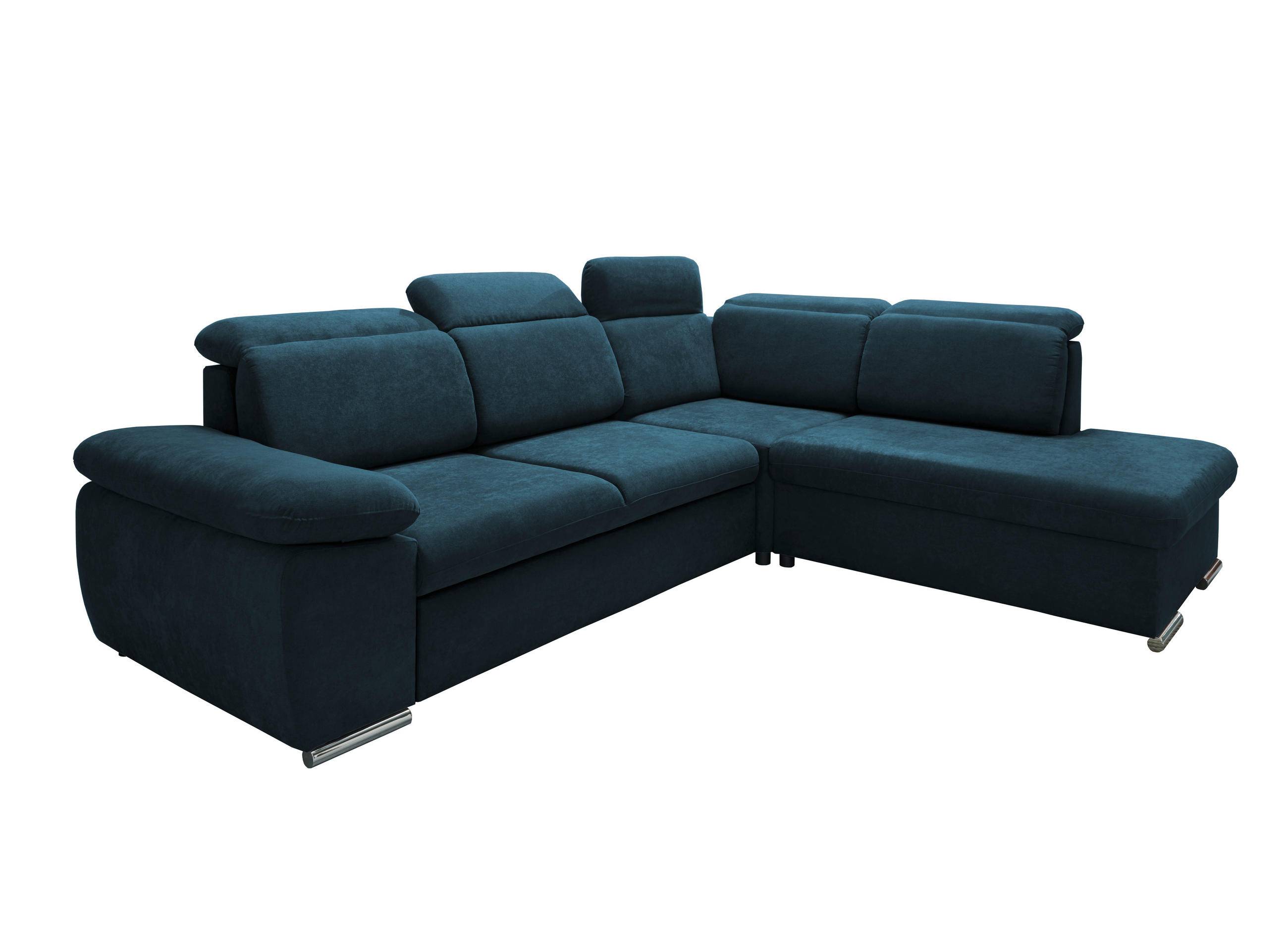 ECKSOFA Dunkelblau Mikrofaser  - Chromfarben/Dunkelblau, Design, Textil/Metall (283/228cm) - Livetastic