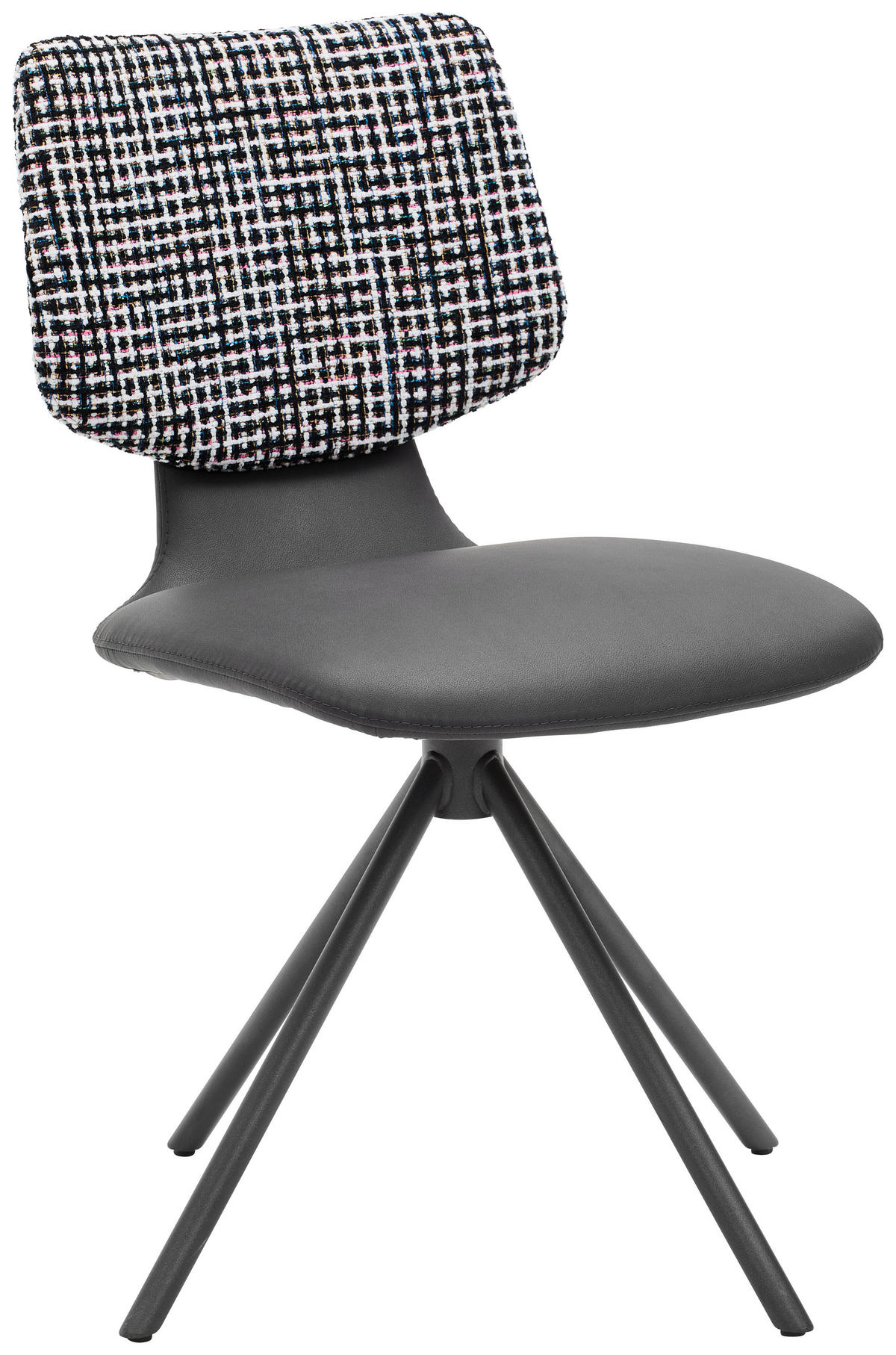 STUHL Lederlook, beschichtet Schwarz  - Blau/Anthrazit, Design, Textil/Metall (50/87/56,5cm) - Musterring