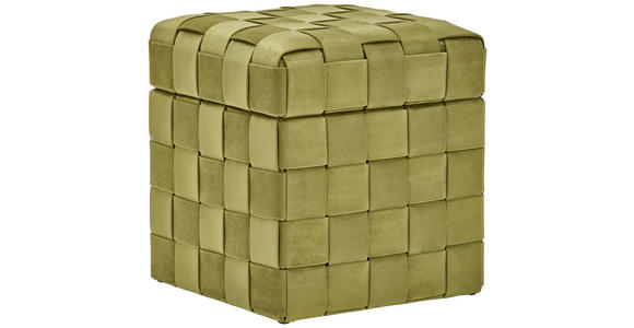HOCKER Samt Grün - Schwarz/Grün, Trend, Textil (40/43/40cm) - Xora