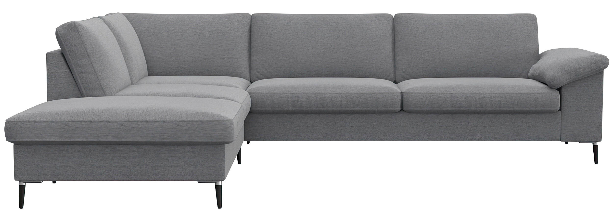 ECKSOFA Grau Flachgewebe, Chenille, Webstoff  - Alufarben/Schwarz, Design, Textil/Metall (225/279cm) - Livetastic