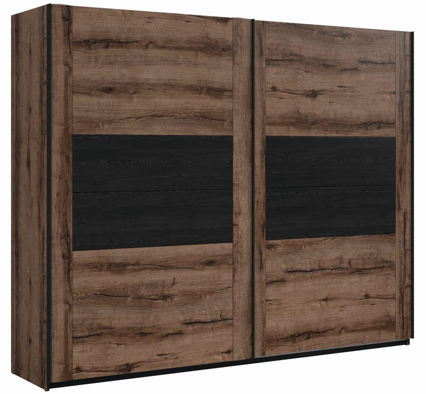 ORMAR SA KLIZNIM VRATIMA crna, boja hrasta  270/218,5/60,5 cm  - boja hrasta/crna, Dizajnerski, pločasti materijal/plastika (270/218,5/60,5cm) - Carryhome