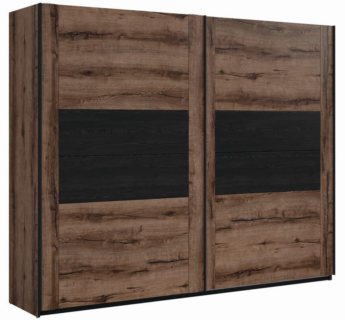 ORMAR SA KLIZNIM VRATIMA crna, boja hrasta  270/218,5/60,5 cm  - boja hrasta/crna, Dizajnerski, pločasti materijal/plastika (270/218,5/60,5cm) - Carryhome