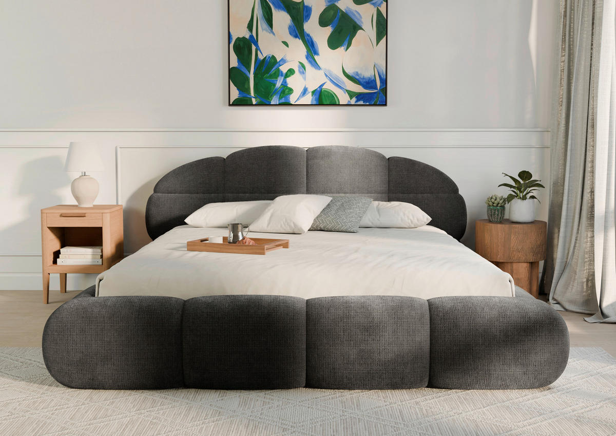 POLSTERBETT 180/200 cm,  in Anthrazit, gepolstertes Kopfteil, Lattenrost, Bettkasten,  - Anthrazit/Schwarz, Design, Holz/Textil (180/200cm) - Chameo
