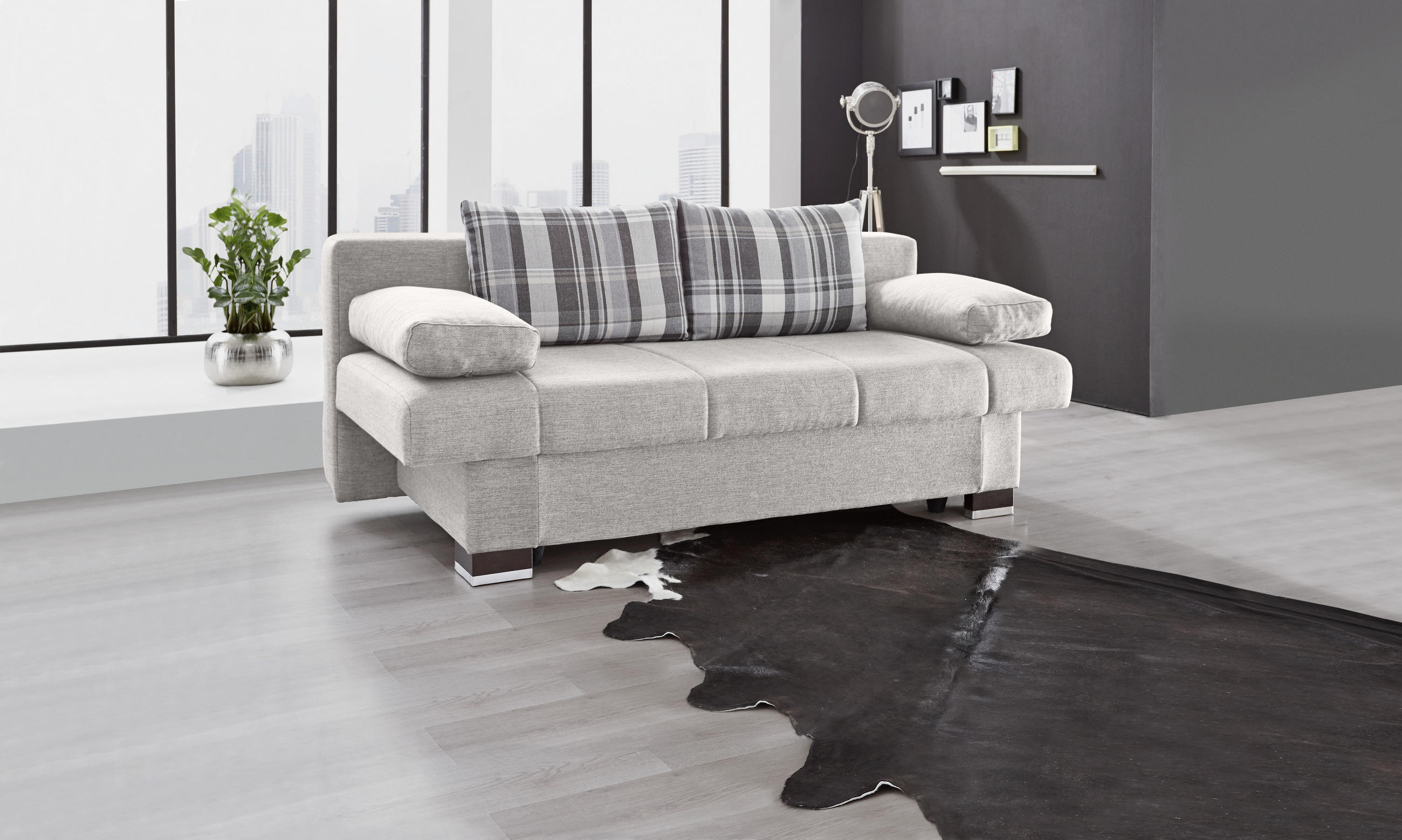 SCHLAFSOFA Hellgrau  - Wengefarben/Hellgrau, KONVENTIONELL, Holz/Textil (200/80/94cm) - Novel