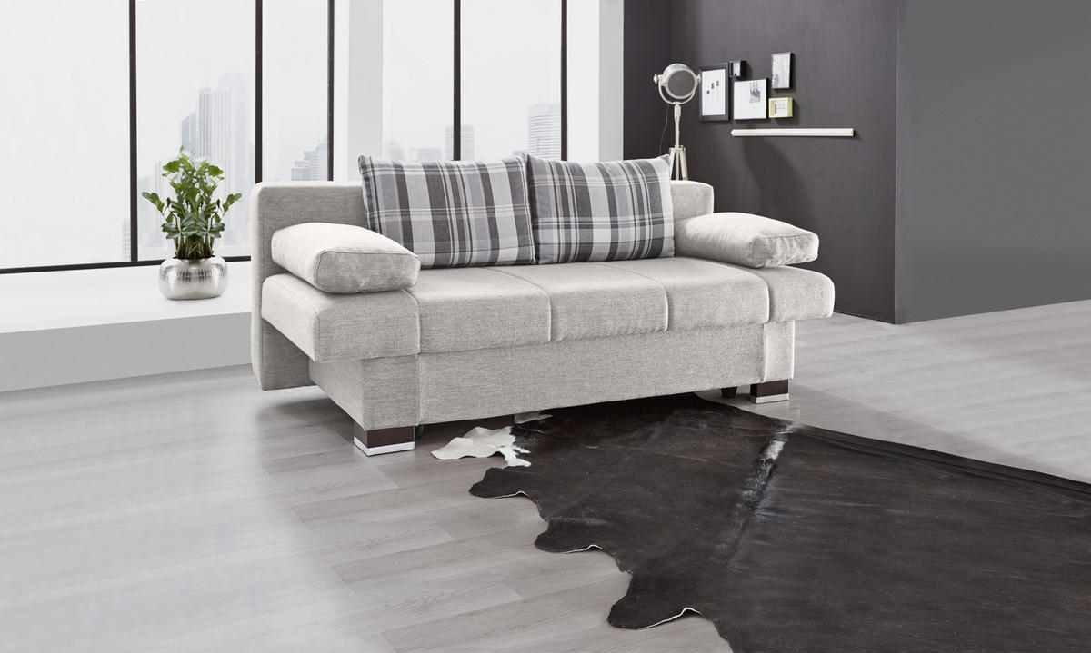 SCHLAFSOFA  mit Stoffauswahl, Schlafen auf Sitzhöhe, Rücken echt Hellgrau  - Wengefarben/Hellgrau, KONVENTIONELL, Holz/Textil (200/80/94cm) - Novel
