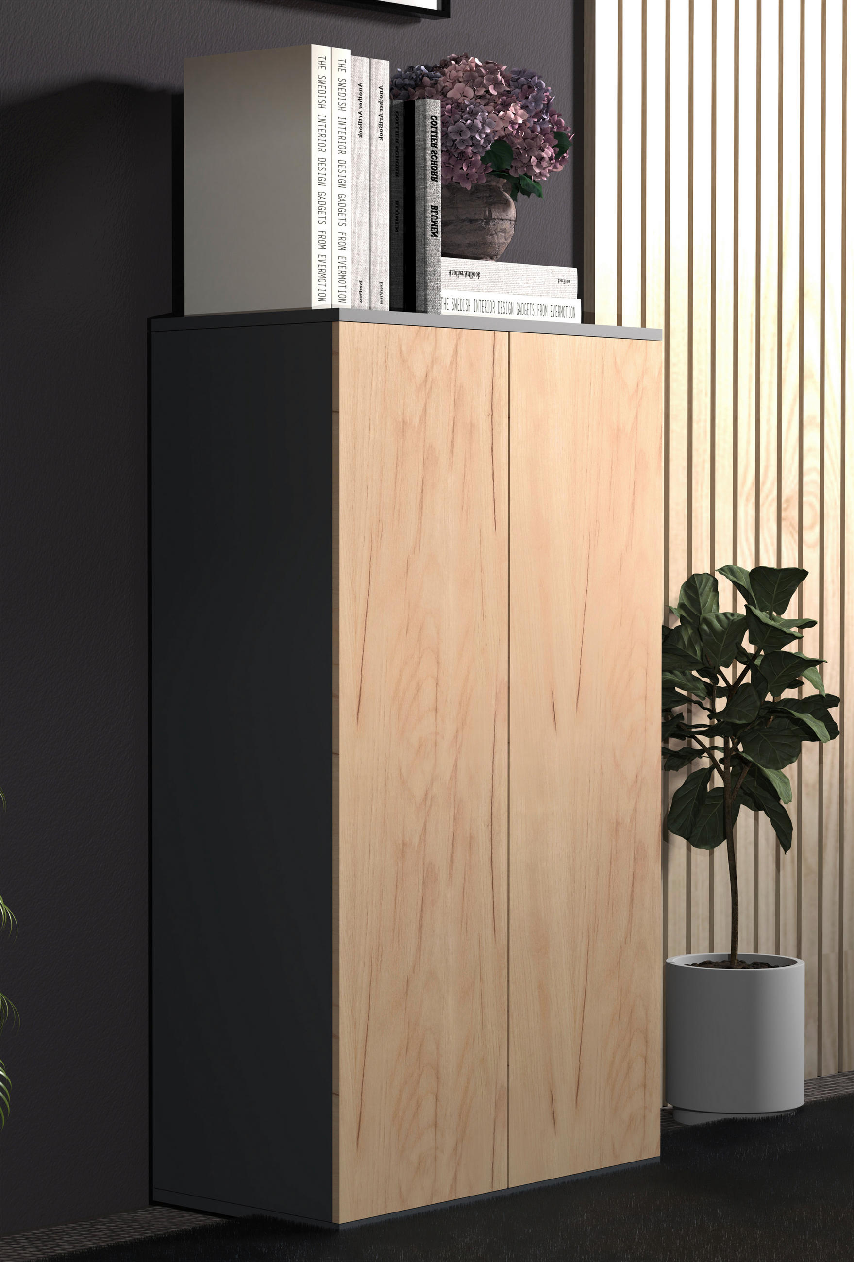 BYRÅ 60/108/32 cm  - honungsek/antracit, Modern, trämaterial/plast (60/108/32cm) - MID.YOU