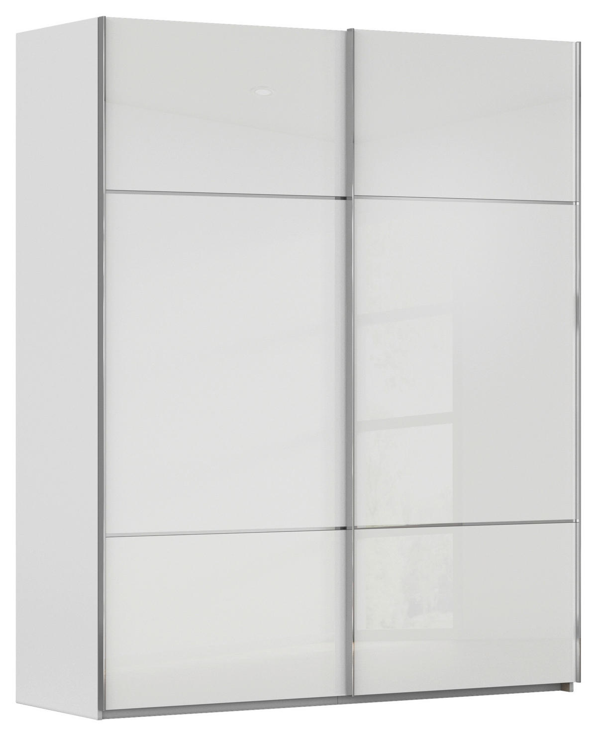 SCHWEBETÜRENSCHRANK 201/223/67 cm 2-türig Grau, Weiß  - Chromfarben/Weiß, KONVENTIONELL, Glas/Holzwerkstoff (201/223/67cm) - Novel