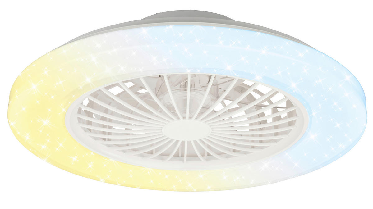 DECKENVENTILATOR 48.5/14.5 cm   - Weiß, Design, Kunststoff (48.5/14.5cm)