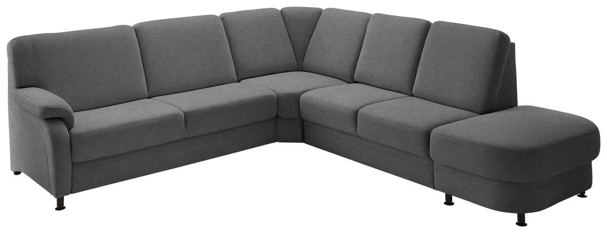 ECKSOFA Flachgewebe Anthrazit  - Anthrazit/Schwarz, Konventionell, Textil/Metall (269/287cm) - Beldomo System