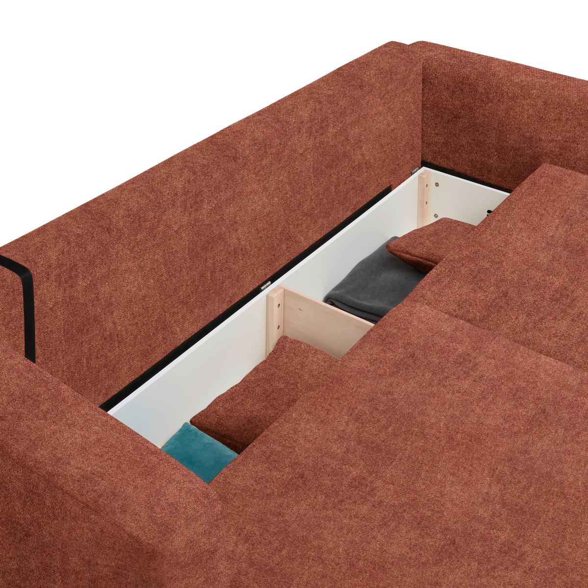 SCHLAFSOFA Velours Rostfarben  - Rostfarben/Schwarz, Design, Kunststoff/Textil (250/92/105cm) - Carryhome