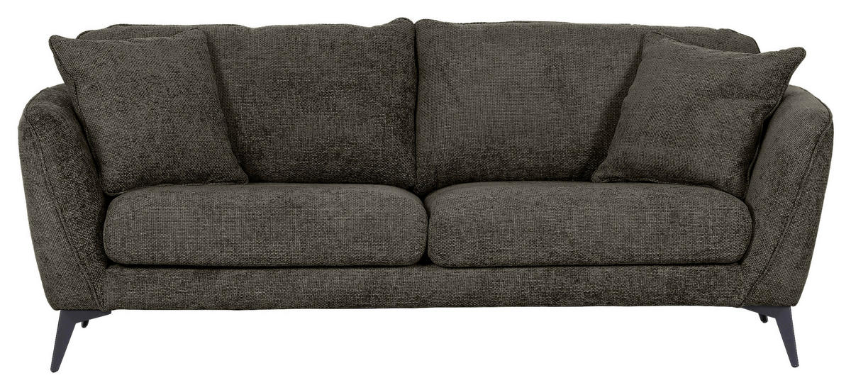 BIGSOFA Chenille Dunkelgrau  - Dunkelgrau/Schwarz, KONVENTIONELL, Textil/Metall (215/70/98cm) - Carryhome