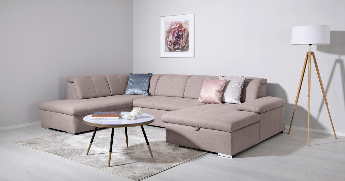WOHNLANDSCHAFT - Taupe/Grau, Design, Textil/Metall (215/328/173cm) - MID.YOU
