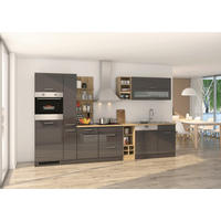 KÜCHENLEERBLOCK 340 cm   in Graphitfarben  - Silberfarben/Graphitfarben, MODERN, Holzwerkstoff/Metall (340cm) - Held