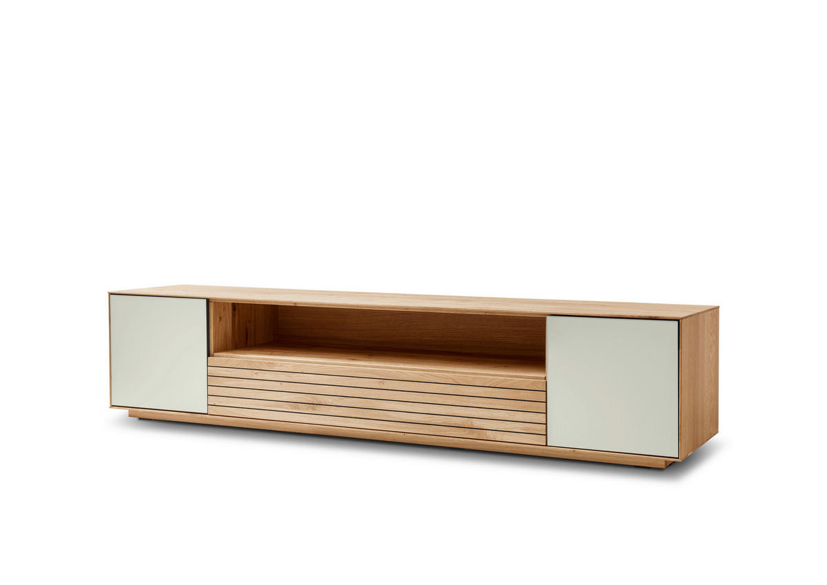 LOWBOARD  198/45/45 cm 1 Schublade(n) Beimöbel erhältlich, stehend  - Kaschmir/Eichefarben, KONVENTIONELL, Glas/Holz (198/45/45cm) - Linea Natura