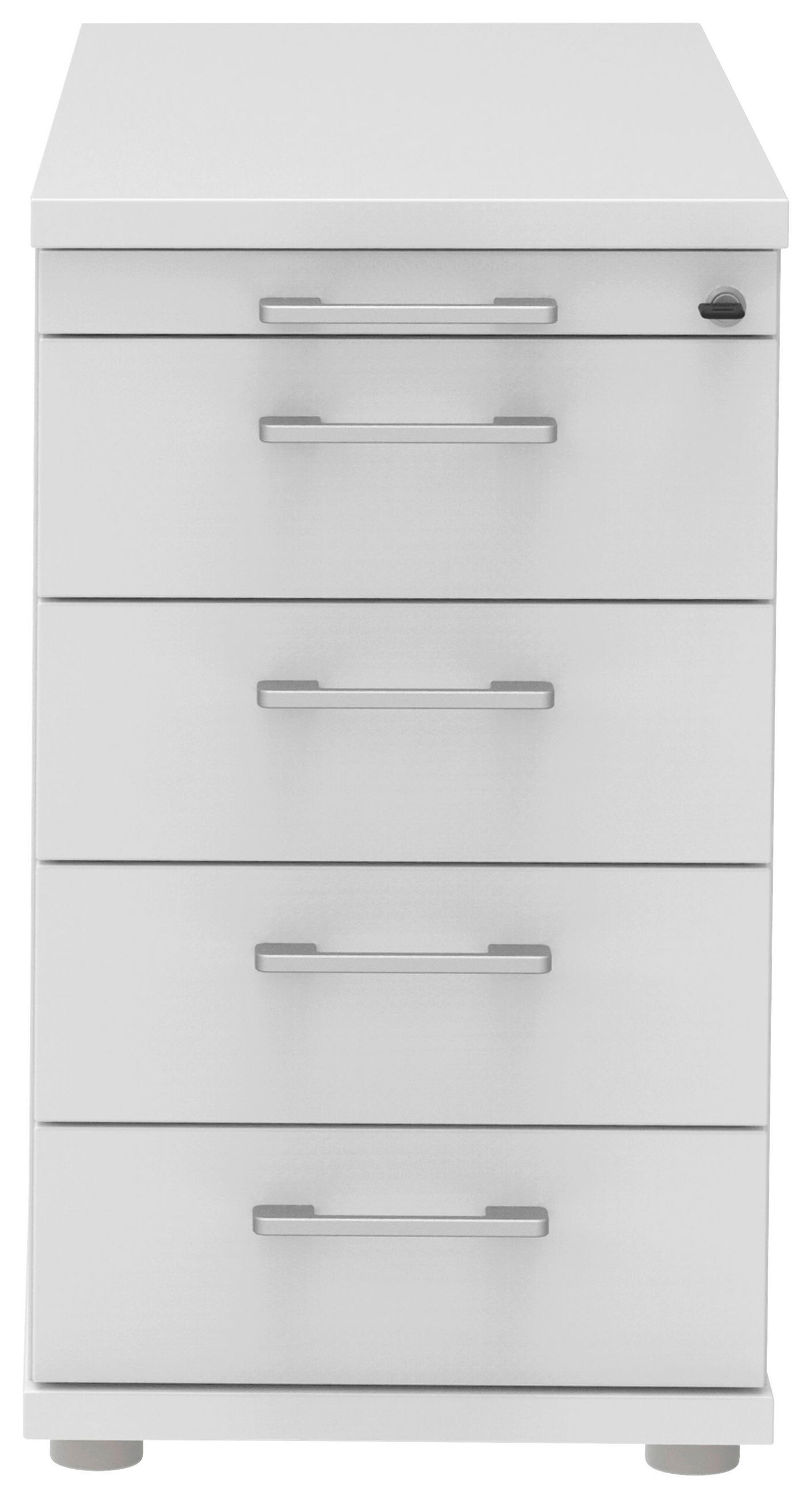 ANSTELLCONTAINER Weiß, Alufarben  - Alufarben/Weiß, KONVENTIONELL, Holzwerkstoff/Metall (43/72-80/80cm) - Moderano