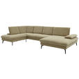 WOHNLANDSCHAFT in Webstoff Beige  - Beige/Schwarz, Design, Textil/Metall (208/354/157cm) - Dieter Knoll