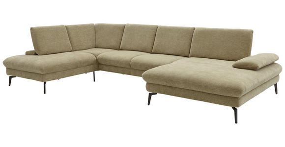 WOHNLANDSCHAFT in Webstoff Beige - Beige/Schwarz, Design, Textil/Metall (208/354/157cm) - Dieter Knoll