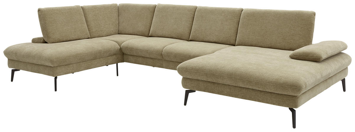 WOHNLANDSCHAFT in Webstoff Beige  - Beige/Schwarz, Design, Textil/Metall (208/354/157cm) - Dieter Knoll