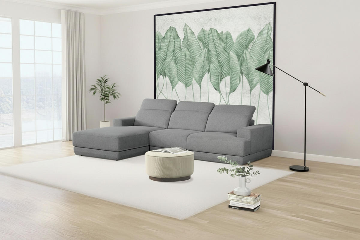 ECKSOFA Grau Webstoff  - Schwarz/Grau, Design, Kunststoff/Textil (204/293cm) - MID.YOU