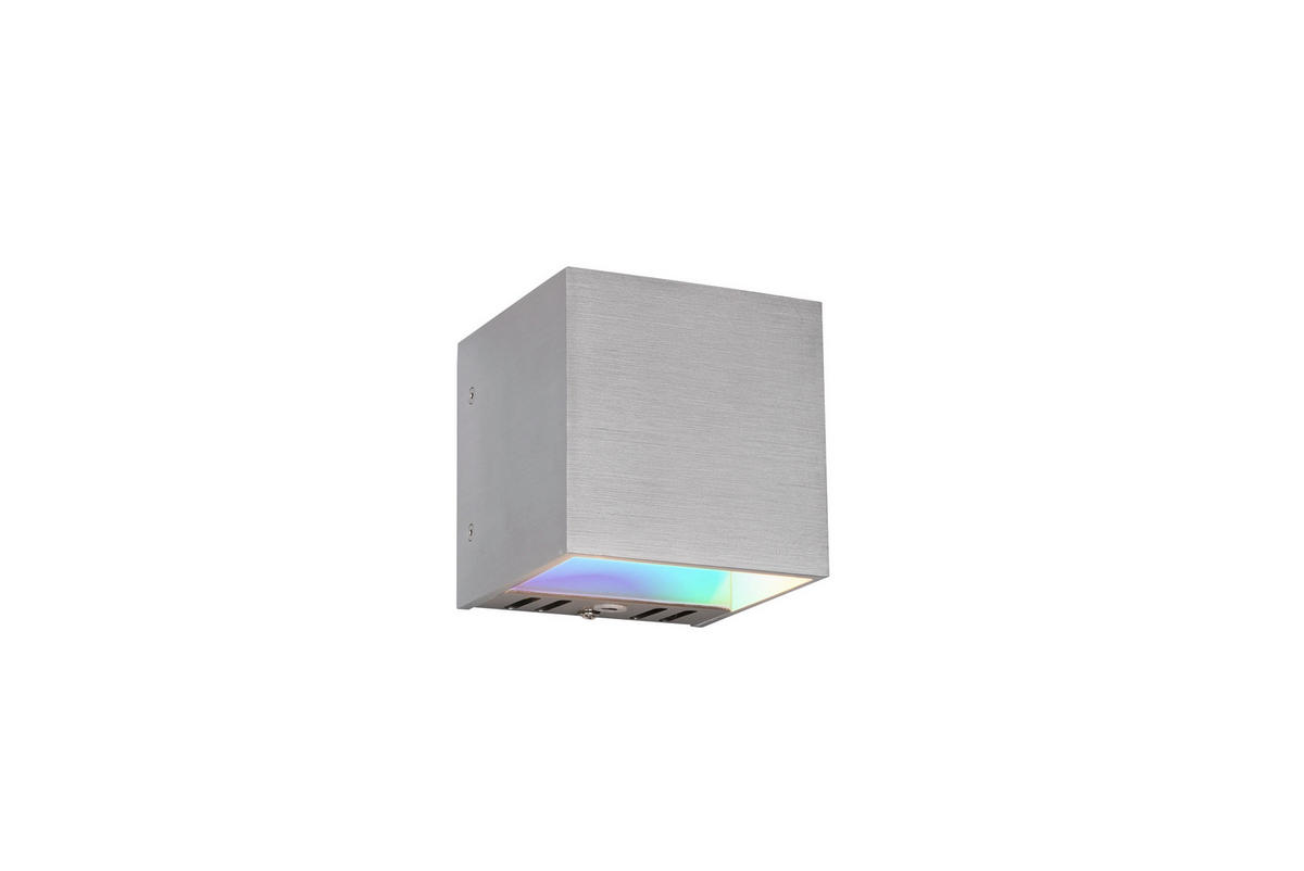ZIDNA LED LAMPA - siva/boja aluminijuma, Dizajnerski, metal (10/10/10cm)